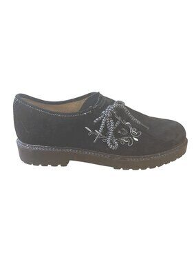 Oktoberfest Black Suede LEATHER Shoes mens Sz 46/Us 12 German Lederhosen Bundhos